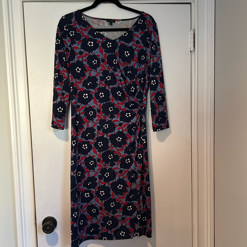Talbots dress medium blue red